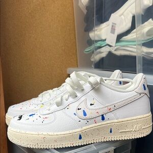 Nike Kids White Sneakers with Colorful Splashes